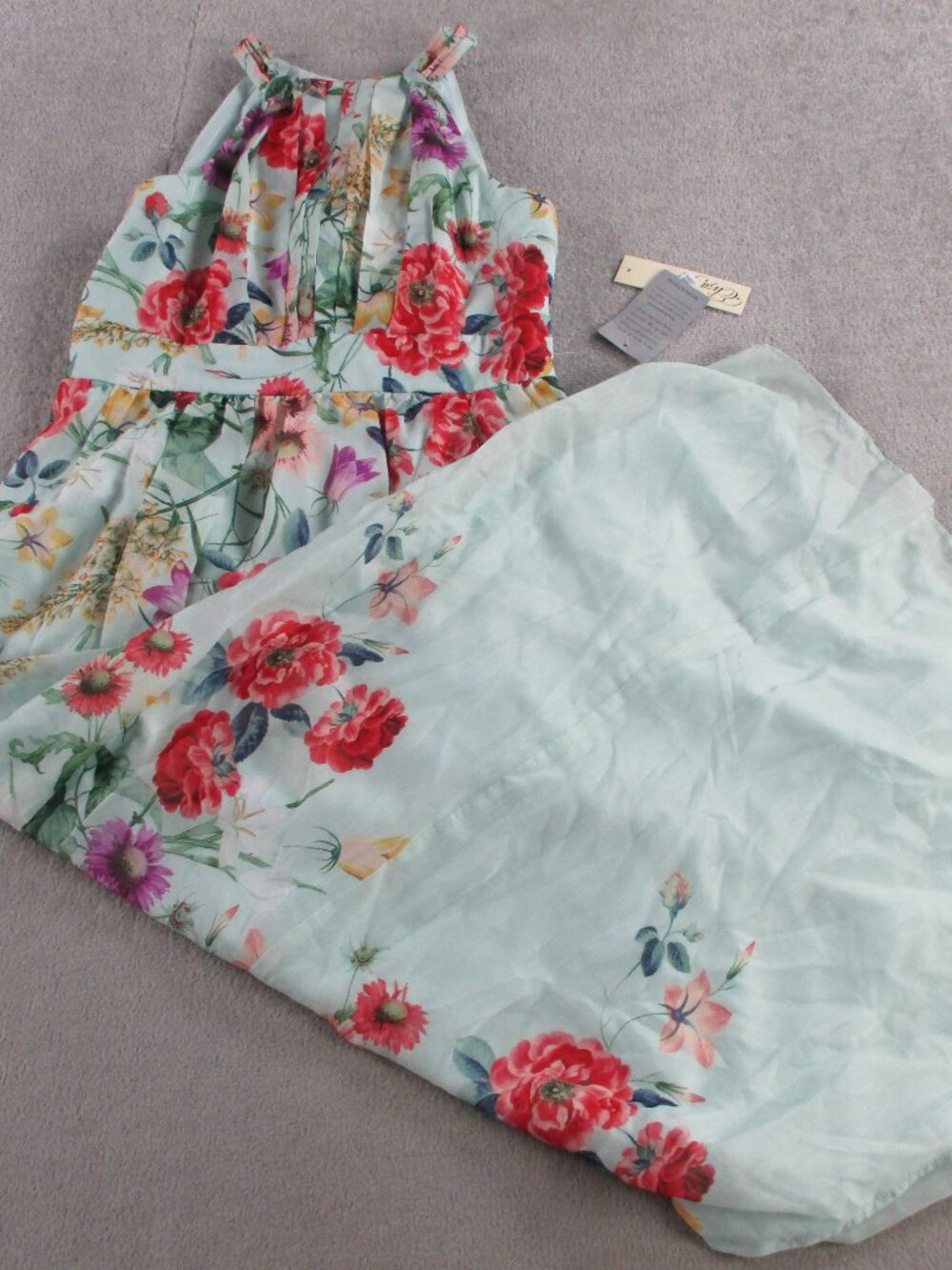 Eliza J Floral Halter Neck Maxi Dress Womens 10 Mint Green Sleeveless NEW $198 - Picture 3 of 9